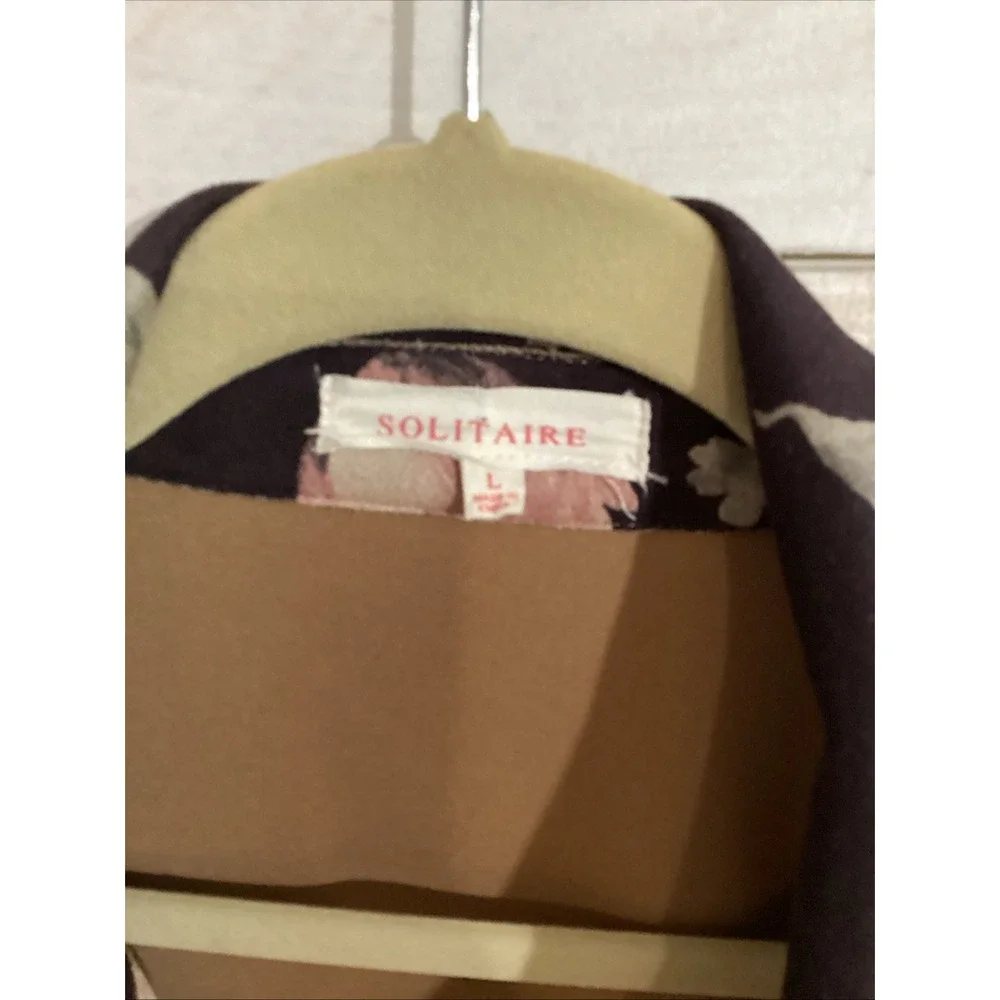 Anthropologie Solitaire Open Blazer Jacket Cozy Brown Floral Size Large - Picture 2 of 6